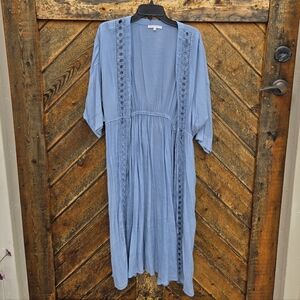 Love Tree Blue Semi-Sheer Crochet Cover Up